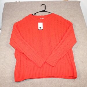 SO Cable Knit Sweater Womens XL Orange Red‎ Crew Neck Pullover JG53S036RS NEW